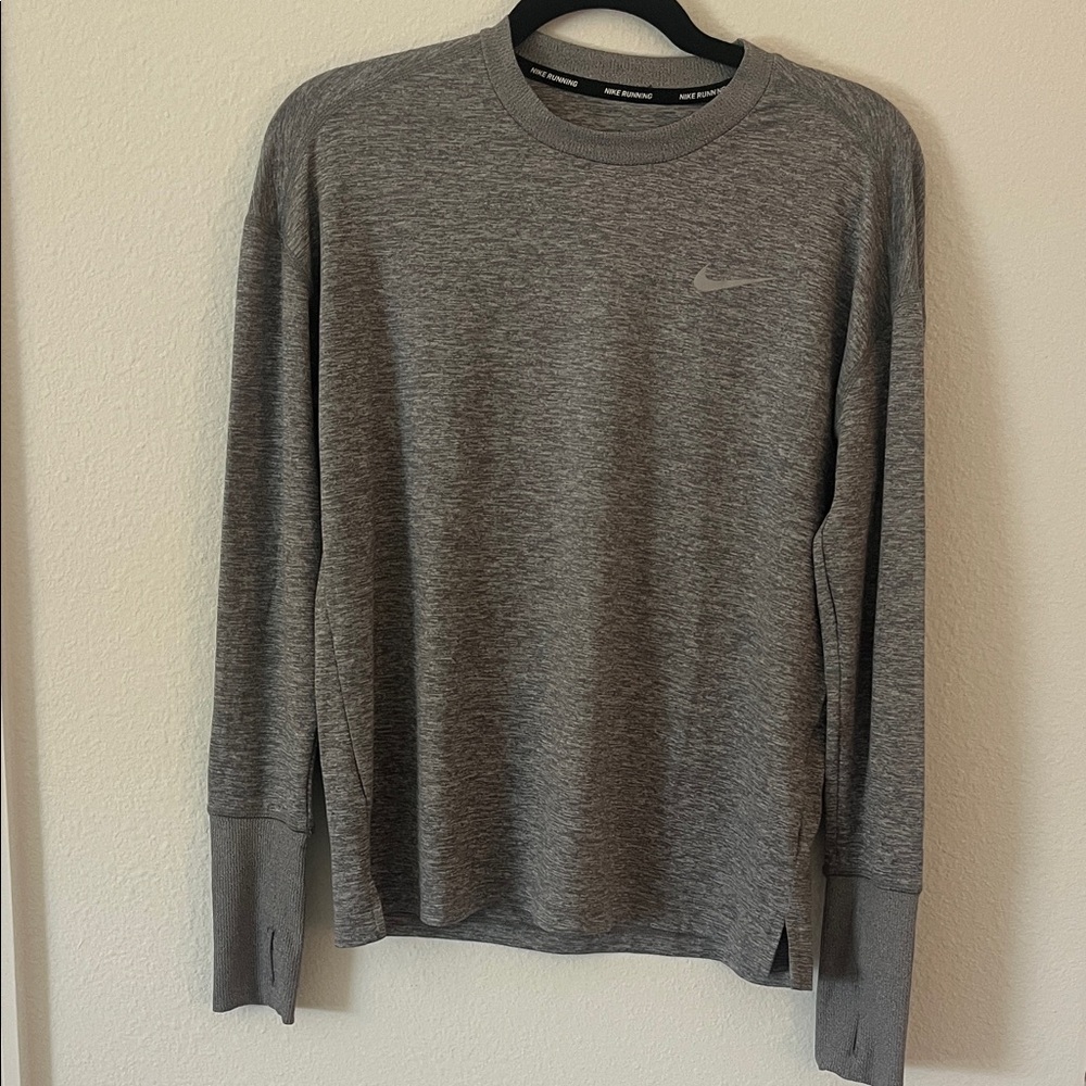 Nike Dry fit Heather Gray Long Sleeve Athletic Shirt Sz S